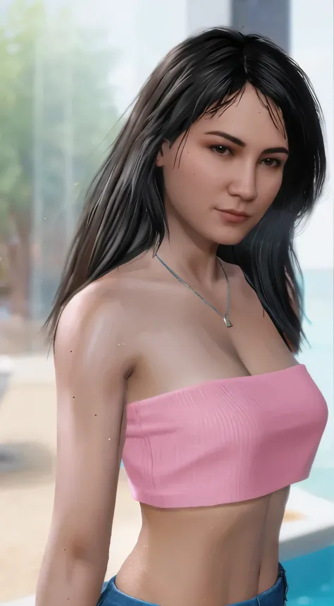 ((extreme detail)),(ultra-detailed), extremely detailed CG unity 8k wallpaper,best quality, masterpiece, emilie_t8, off shoulder,  pink crop top, Fujifilm, UHD, high details, super detail, textured skin, highres, best quality, UHD, high details, super deta...