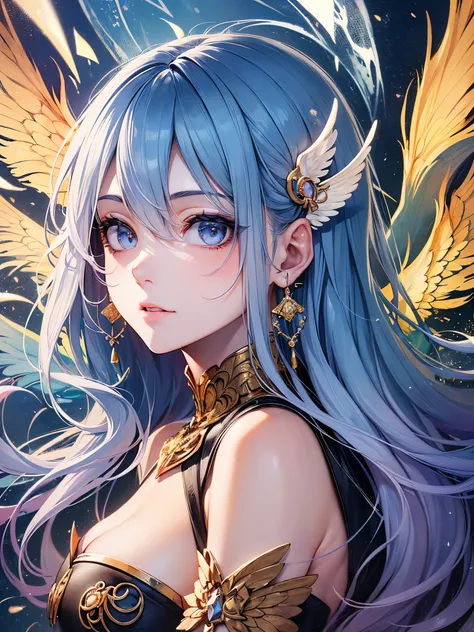 ((highest quality)),(ultra high resolution),(Super detailed),(detailed description),((best CG)),(best work of art),super precision art,amazing drawing art,(Art with precise details:1.5), (Female angels:1.5),(beautiful and neat face:1.6),(Powerful wings:1.6...