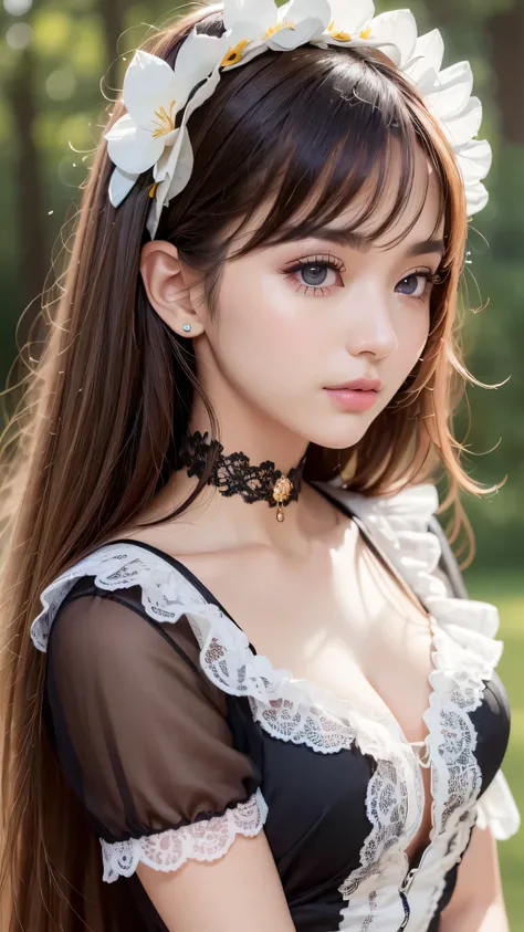 Beautiful white and shining skin、Chestnut hair that changes depending on the light、Long bangs between the eyes that obstruct the view、Cheek gloss highlights、Sexy and very beautiful nice gorgeous face、the most beautiful face in the world、short bob、Smooth st...