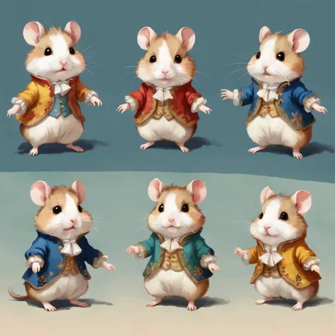 super high quality、super delicate、original character design body style、cute anthropomorphic hamster、cute fairy tale characters、c...