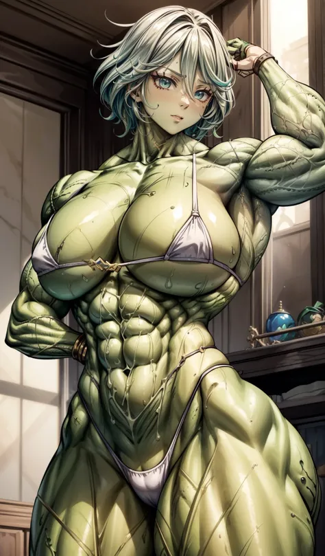 , (muscular female,green skin:1.3), ,school swimsuit,(furina)
masterpiece, best quality,  extremely detailed face, perfect lighting, extremely detailed CG,,laboratory