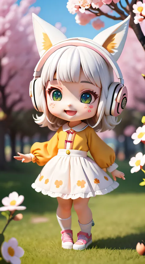 (masterpiece),(best quality),(Super detailed), (whole body:1.2),
1 girl,chibi,Lovely, Smile, open mouth,
flower, Outdoor activities, Play the guitar, blush, tree, :3, shirt, short hair, 樱flower, Green tiara, vague, brown hair, blush stickers, long sleeves,...