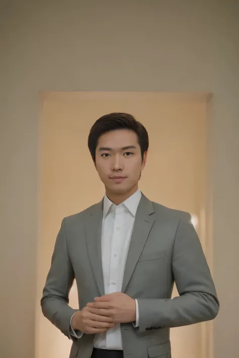 arafed man in a suit and tie standing in a hallway, professional profile picture, headshot profile picture, professional profile photo, wearing business suit, christopher cao, john jude palencar, nivanh chanthara, mid shot portrait, david luong, damien tra...