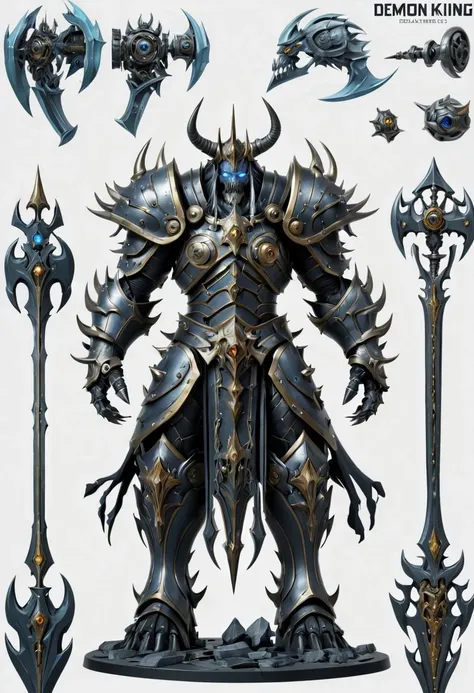 (character design sheet:1.5)，demonic battlefield，mechanical lich king，the lich king&#39;s future weapons，mechanical structure，hi...