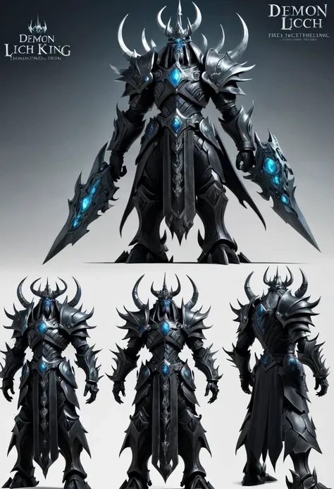 (character design sheet:1.5)，demonic battlefield，mechanical lich king，the lich king&#39;s future weapons，mechanical structure，hi...