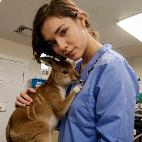 Veterinarian with kangaroo