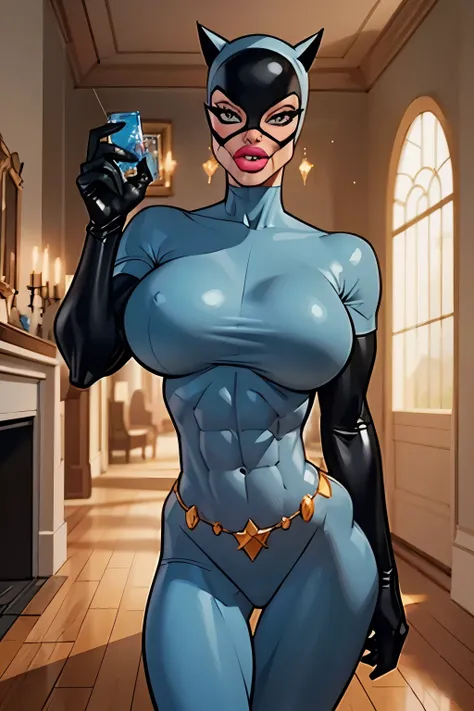 Catwoman is robbing the vaults of Ellon Musks mansion. Esta levando as Joias e Diamantes do tamanho de um palmo. (gigantic breasts:1.3), (slendered abs:1.4),Careca com ela uma bolsa que ao final do roubo esta cheia com os pertences roubados.