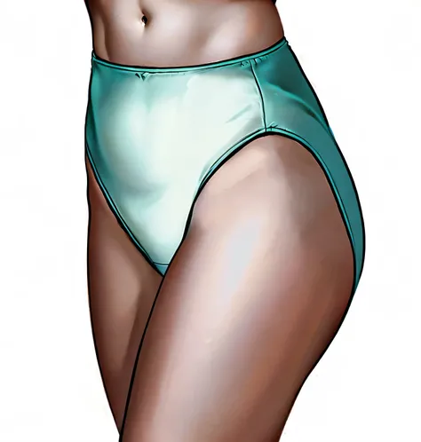 ((masterpiece, best quality)), ((29 year old)), (((Curvy))), ((Caucasian woman)), ((teal high cut panties)), (((Large Hips))), Cropped image, ((((realistic art style, 50s pinup art))))