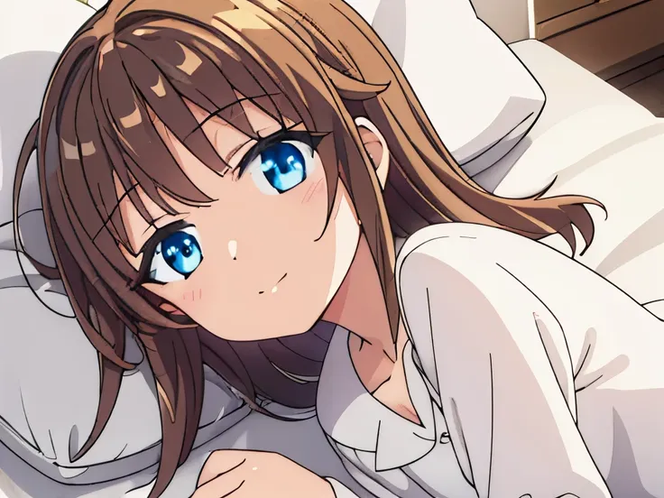 ((masterpiece)), ((best quality)), (ultra-detailed), a cute girl, 1girl, solo,((beautiful eyes)), smile,on the bed,