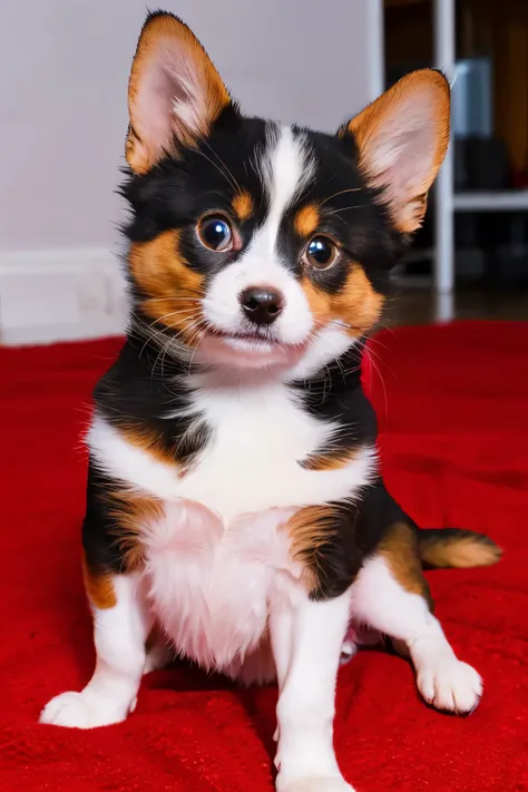 Cute dog and cat play