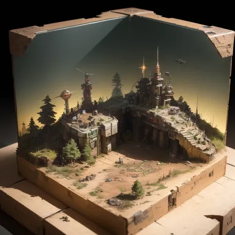 3598年Mars realistic model, (split ends, original photo, best quality, masterpiece:1.4),Steampunk Cyberpunk 6820 City,(CyberpunkMars light:1.3), Mars (related to land),(in a small nature box:1.3),Isometric, small nature, landscape on foundation,landscape,