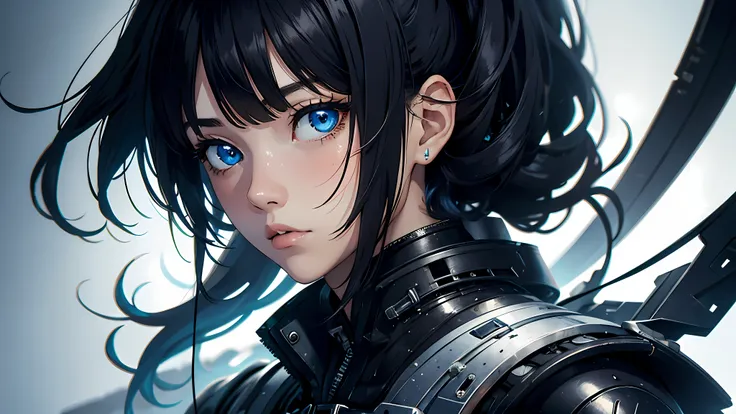 ((1girl)), style of Tsutomu Nihei, (incredibly absurdres, (high resolution:1.18), intricate detail, (masterpiece:1.1), (highest quality:1.1), absurdres), (1girl, portrait, black hair, blue eyes, long hair, detailed eyes),