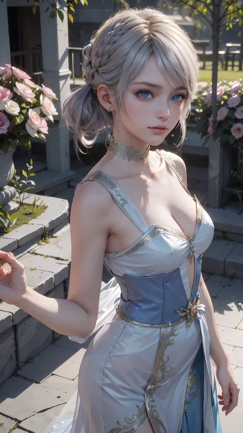 The tooltip for a given topic is as follows: "Girl with a European face, Aryan face, Silvery-purple hair, pale purple blue hair, Bright blue eyes, hair tied and falling over the right shoulder. she has a (Best Quality, 4k, 8K, hight resolution, Masterpiece...