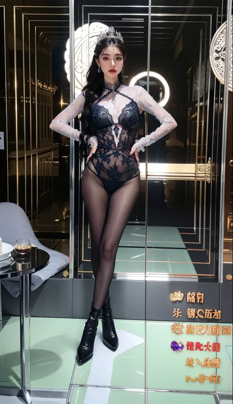 Royal sister，exquisite eyes，Frozen queen，put the crown on your head，Detailed facial expressions body，tall figure，Gorgeous，Leg length，4k，HD，Sensual，translucent lace，白皙plump figure，pretty face，Little cherry mouth，beautiful and delicious（3D royal sister），plum...