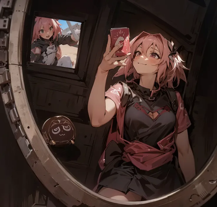 ((Astolfo Rider)), artwork, best quality, best quality, artwork, high resolution, anime style, girl project, portrait, giesha, anime image, hair, Beautiful legs, full body, beautiful background, Perfect anime eyes, beautiful smile, shy, trap