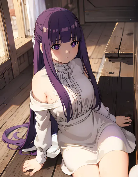 (best quality, masterpiece),sexy,  erotic, 1 girl, 18 years old, despise, pride, long purple hair, ((purple eyes)), white skirt,...