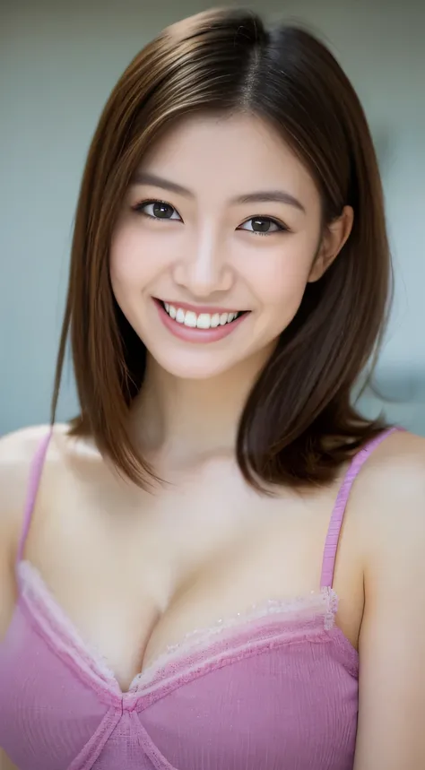 masterpiece,highest quality,(Japanese),((beautiful girl)),cleavage,(See-through),((Clothes that are close to the skin)),An expression that imagines something pleasant:1.2,(perfect body beauty:1.2),(shy smile),beautiful teeth,