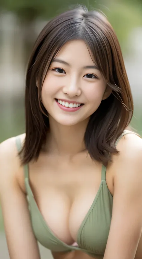 Japanese ),((beautiful girl)),cleavage,An expression that imagines something pleasant:1.2,(perfect body beauty:1.2),((perfect body)),(shy smile),beautiful teeth,