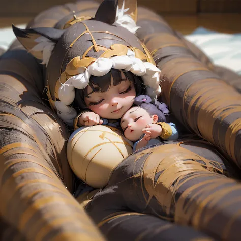 a cute sleeping baby, realistic