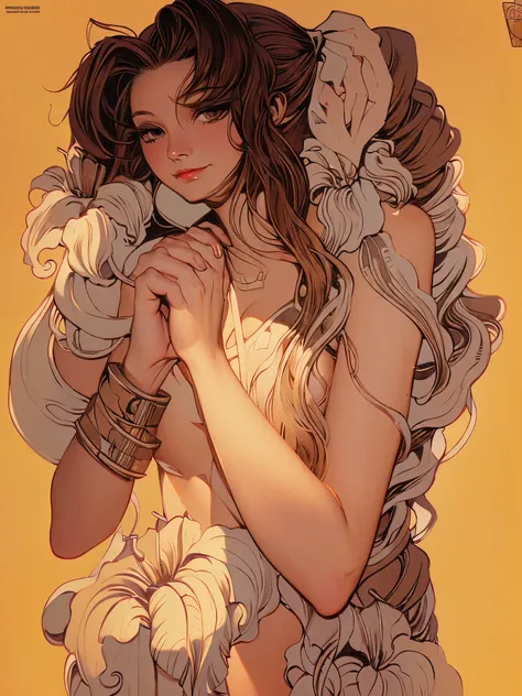 ((masterpiece))，((quality))，((Best quality))，((official art))，alphonse mucha ,asian Painting, hwasanchiun, j.c leyendecker, james jean, Audrey Kawasaki , aerith Gainsborough 