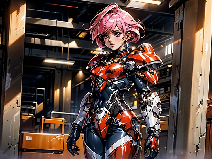 A woman adorned in fantasy-style full-body armor, a crown-concept fully enclosed helmet that unveils only her eyes, a composite layered chest plate, fully encompassing shoulder and hand guards, a lightweight waist armor, form-fitting shin guards, the overa...