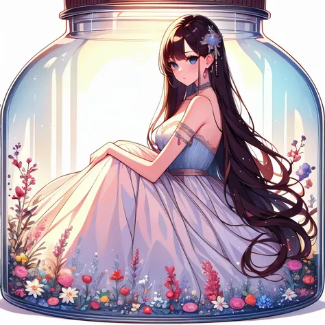 (masterpiece, best quality:1.2), girl in a bottle, alone