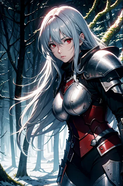 [[Clannad style]], [[a women with silver hair and red bangs]], [[red eyes]], [[gloomy, dark forest background]], [[poor natural lighting]], [[great quality]],[[masterpiece]], [[best artist]], [[best performance]], [[16k quality]], [[HDR+]], fantasy world, ...