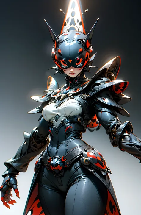 dark_fantasy,cyber punk,(((Ladybug)))、 elegant, Cowboy shot with clear focus, dynamic pose,Geometric themed background、masterpiece、highest quality、Sorcerer of Light、