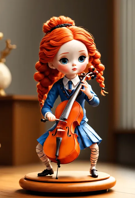 mechanical dolls，music box，marble sculpture style, role conception, (whole body), (一个拉大提琴的mechanical dolls), beautiful and metic...