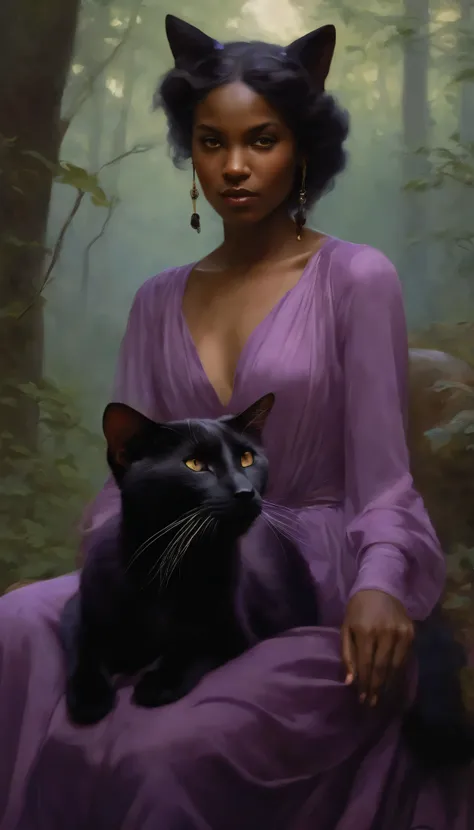 poster portrait of realistic masunya, (purple skin color:1.1), cat ears, solo, by Jeremy Lipking, by William Bouguereau, (by Alphonse Mucha:0.5), by d-art , sfw 