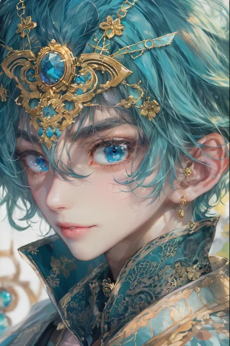 ((absurdres, highres, ultra detailed), 1 boy , front view, young boy, handsome boy villain character from sugar sugar rune, deta...