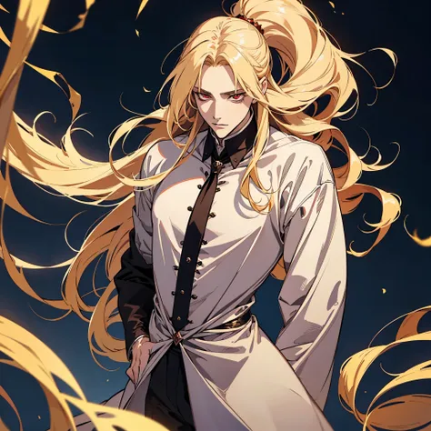 anime, one! man with long blonde hair, alucard, castelvania, beautiful androgynous prince, magical blond prince, delicate androg...