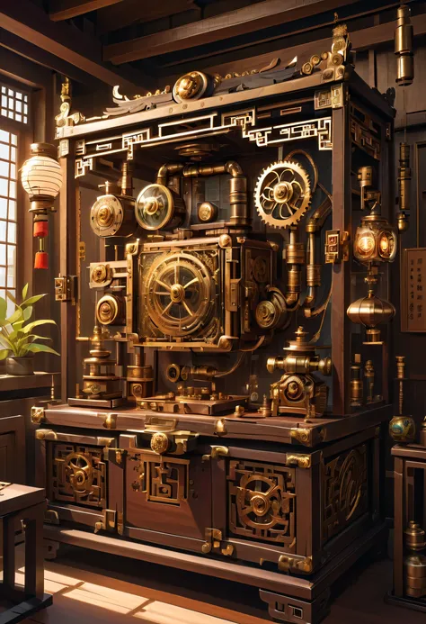 Immortalが営むpharmacy,Suspicious appearance,wiring,Immortal:elder:Chinese:i doubt it:The right arm of the machine,Fusion of machine and man,pharmacy:ancient Chinese style:Medicinal herbal tar:wooden medicine cabinet,he lost part of his body in the war,Don&#3...