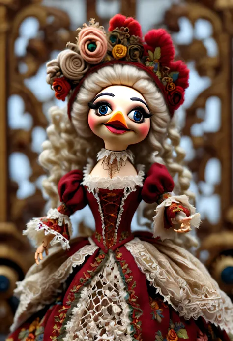 Mechanical dolls，puppet，super high quality，8k，beautiful details，some wool art，Muppets，Rococo costumes，lace，cartoon，