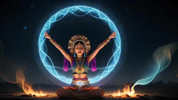 (a shaman dancing with a drum),drum,dance,clothes,traditional,tribal,energy,spiritual,ritual,passionate,mystical,fire,smoke,motion,expressive,tribe,transcendent,connection,ancestor,mind-altering,evocative,ecstasy,drumbeat,ancestral wisdom,spirit guide,sham...