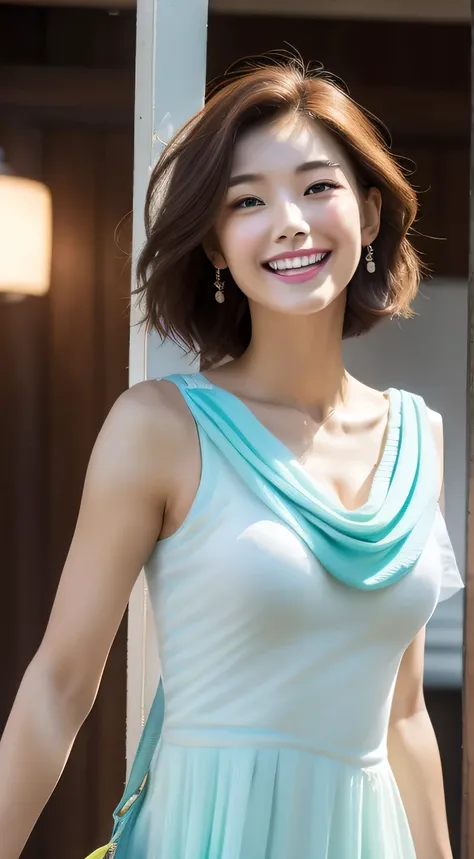 (8 thousand), (best quality), (masterpiece:1.2), (realistic), (photorealistic:1.37), very detailed, 1 woman, 22 year old pretty Korean women, detailed face, (ultra realistic body details:1.4), , very detailed, small waist, (wavy short hair:1.3), ((Thin V-n...