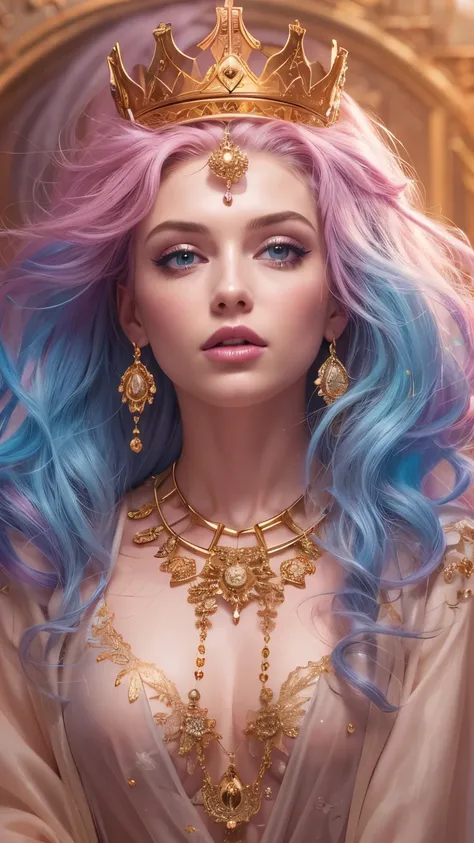 (highres, realistic, vivid colors),pink hair, long, detailed strands, flowing, ethereal, soft waves, shiny, vibrant, pastel pink...