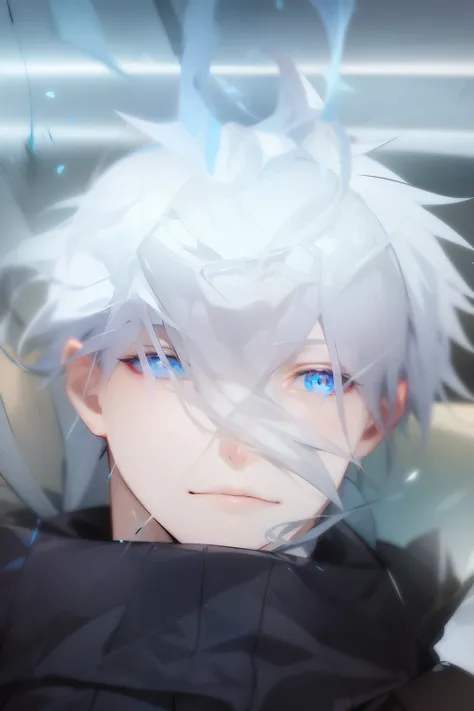 anime guy with white hair and blue eyes staring at camera, killua zoldyck black hair, white haired, white-haired, tall anime guy with blue eyes, a silver haired mad, kaneki ken, he has dark grey hairs, kaworu nagisa, killua zoldyck, killua zoldyck portrait...