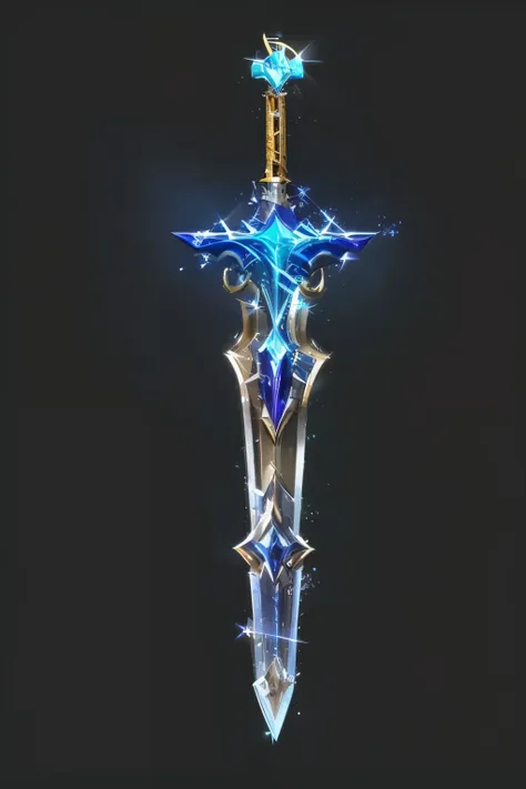 a close up of a sword with a glowing blade on it, warcraft blizzard weapon art, fantasy weapon, sword design, beautiful sword, f...