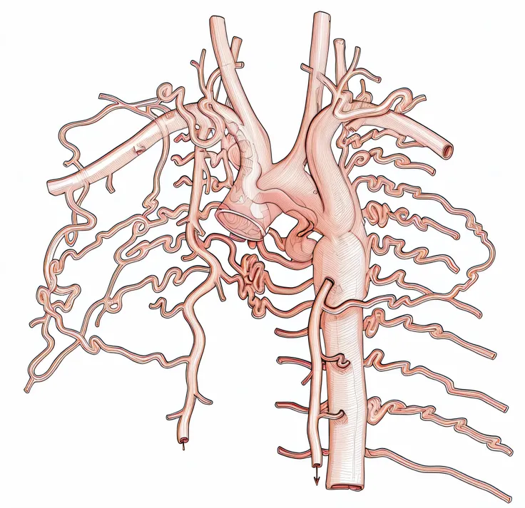 Arteries of the heart, desenho de linha, Ultra HD, 4k