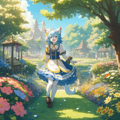 cover page, super high resolution, detailed background, World Heritage Site, flower garden, 6+boys, 6+girls, Happy, joyful, Relux, absurdres(Photos of solo travelers)(kemono, furry anthro)cinematic,