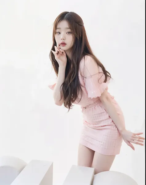 un primer plano de una mujer con un vestido rosa posando para una foto, grandes pechos, bae suzy, Jennie rosa negra, aparcar desde-min, jisoo de blackpink, jossi de blackpink, retrato de jisoo blackpink, Jisoo de Blackpink, Photoshoot, jaeyeon nam, lee ji-...