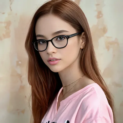 dasha taran sitzt auf einem stuhl und hat eine brille im gesicht, sonnenbrille, brille tragen, urzan, frau mit rosafarbener bril...