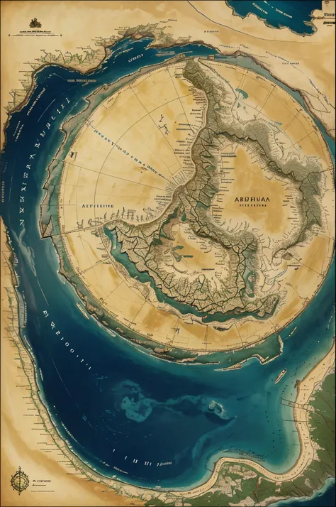 ((detailded)) map a world but its more fantasy like with a big mountain chain in the middle named Arkun chain and also 2 big forest and a sea named Jorfun and with 6 marked city and the map must look like its a bit yellow from old age