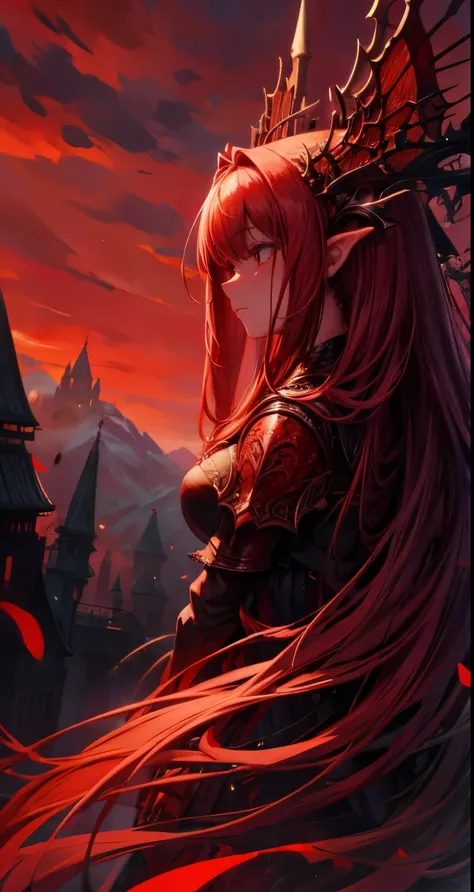 red hues, beautiful, dark fantasy, hyper detailed, high quality, masterpiece