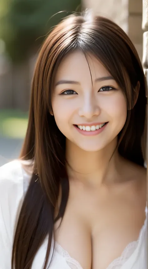 Japanese ),((beautiful girl)),cleavage,An expression that imagines something pleasant:1.2,(perfect body beauty:1.2),((perfect body)),(shy smile),beautiful teeth,