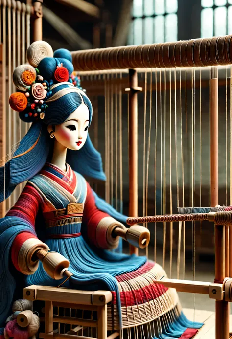 china&#39;s unique high-end carpenter sculpture style，the character is full body，back，（mechanical doll sitting in front of ancie...