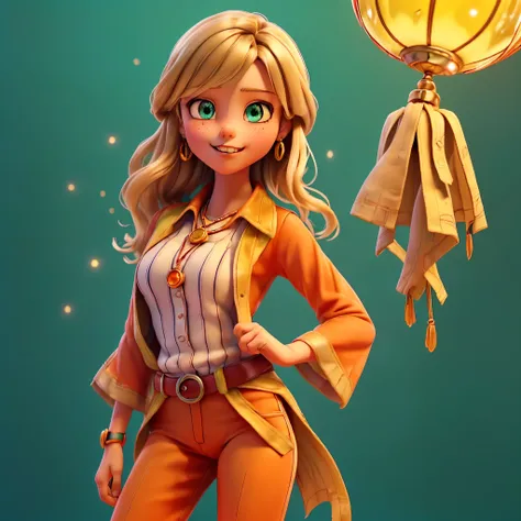 (Ultra-detailed eyes), (((textile shading))), (((Best Quality))), (((masutepiece))), (((Ultra-detailed CG))), sassy girl, (((magical ))), (), (tiny chest), blonde hair, blonde hair, blonde hair, pin up emo, ((gorgeous hair)), Pink eyes, (((retro style, vib...