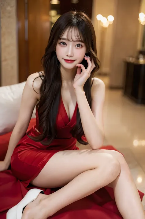 high quality, Super detailed, finely, High resolution, 8k wallpaper, perfect dynamic composition, beautiful and detailed eyes, natural color lip, random sexy pose,cute smile,Hotel,18 year old girl、beautiful and detailed face、perfect and beautiful face,Big ...