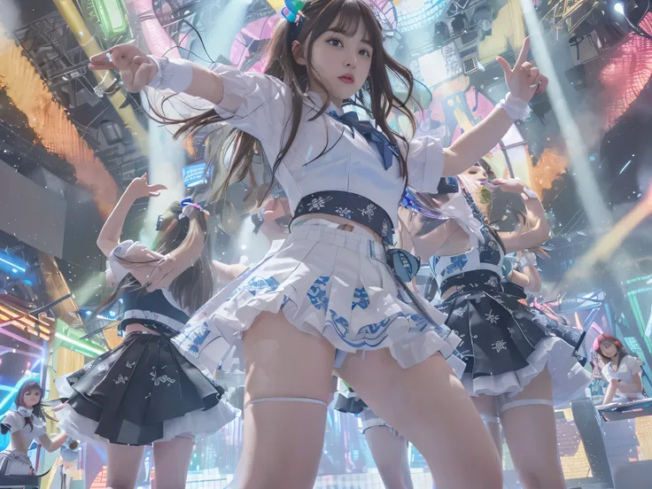 (((RAW image quality:1.4))), 3D, Detailed CG footage,(table top:1.3),(highest quality:1.2),8k,absurd,unity 8k wallpaper,(very detailed:1.3),first class,realistic, blurred background, blurred foreground, (Idol group disbandment concert:1.4), ((5 girls:1.4))...